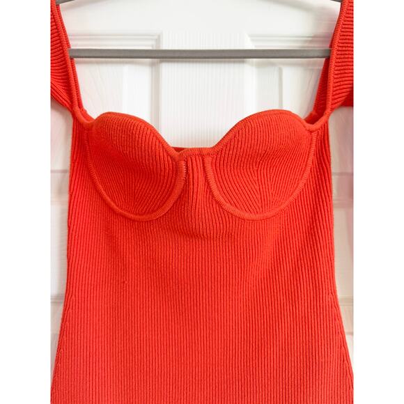 HELMUT LANG Contour Pinched Mini Dress in Poppy - Picture 5 of 7